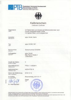 sglux Certificate of Calibration DVGW