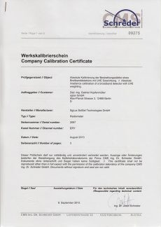 sglux Certificat Calibration Schreder