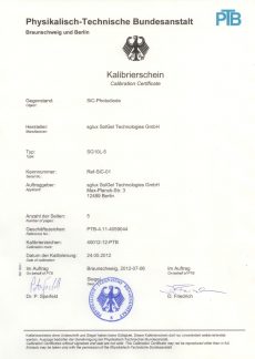 sglux Certificat Calibration PTB